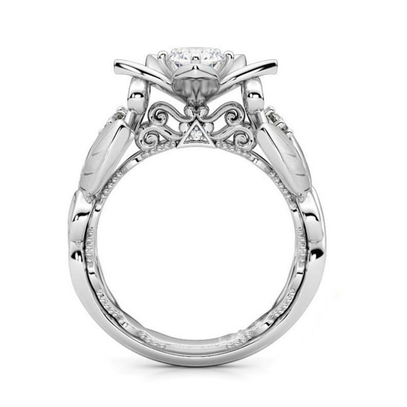 NEW 18K White Gold Diamond Flower Ring - Picture 2 of 4